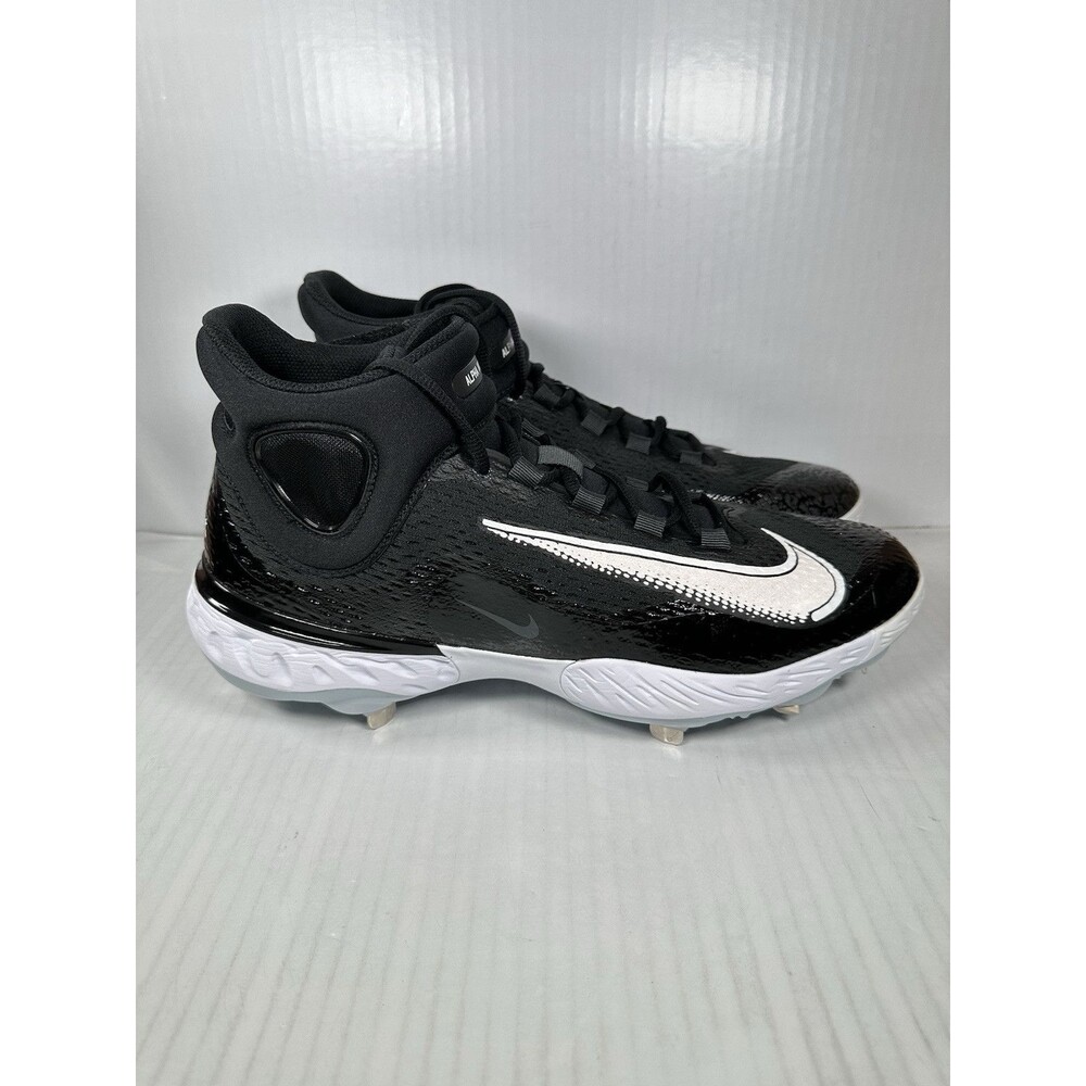 Size 14 Nike Alpha Huarache Elite 4 Mid Men's Black Baseball Cleat DJ6520-001